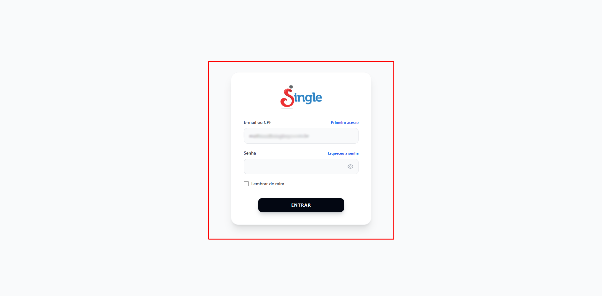 Tela de login principal do portal de faturas