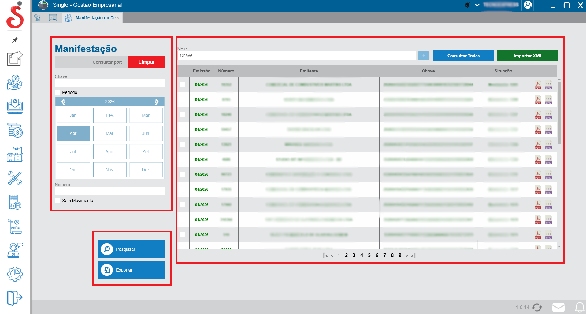 Tela inicial de manifestação do destinatário